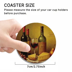 Round car cup coaster featuring classic still life art, 7cm diameter for vehicle holders.