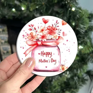 Set de table rond avec design de pot de fleurs aquarelle, tapis isolant thermique pour manger.