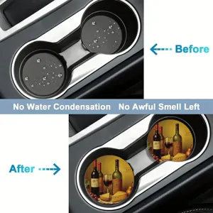 Silicone car cup coaster anti-slip mat with wine pattern waterproof interior accessory