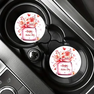 Sous-basses de porte-gobelet de voiture ronds imperméables avec design floral aquarelle mignon.