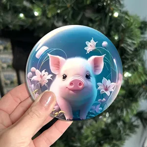 Set de table rond mignon avec illustration de cochon, résistant à la chaleur et imperméable.
