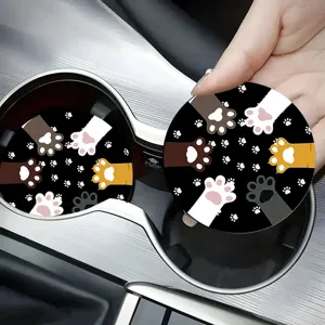 Niedliche Katzenpfoten Auto Untersetzer, rutschfeste saugfähige Leder Auto Deko Zubehör.