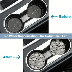 Silicone car cup coaster anti-slip waterproof round coffee cup mat for auto interior use.