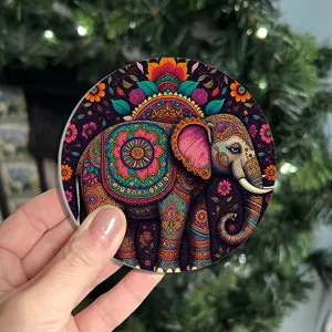 Bunter Mandala Elefant Auto Untersetzer, dekorative Tassenhalter Matte für Kaffeetasse.