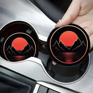 Sonnenuntergang Berg Auto Tassenhalter Untersetzer, flexible Silikon Antirutsch Matten.