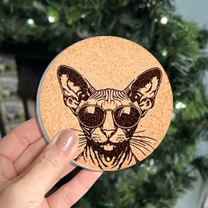 Sphynx cat print absorbent coaster, anti-slip table mat for home and coffee cup decoration.