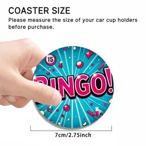 Auto Tasse Untersetzer mit buntem Pop-Art BINGO Design, rutschfestes Silikon Material, 7cm.