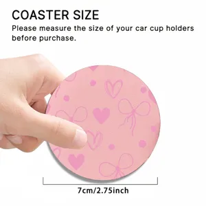 Pink heart bow car coaster 7cm anti-slip cup holder mat for vehicle interior drink decoration