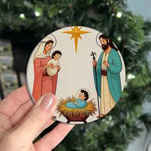 Christian Nativity Christmas absorbent car coaster for vehicle cup holder daily use.