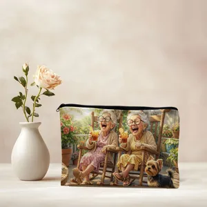 Fashion cotton cosmetic makeup pouch women zipper clutch bag cute daily organizer bag