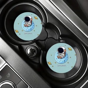 Car cup coaster with cute astronaut pattern anti-slip silicone interior accessory