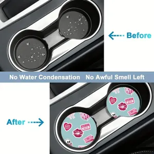 Silicone Car Coasters Anti-Slip Absorbent Cup Holder Inserts for Auto Pink Aesthetic