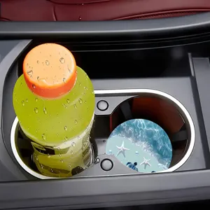 Auto-Getränkehalter Untersetzer Detailansicht, süßes Ozean Seestern Muster, rutschfeste Matte.