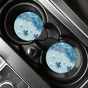 Süße Meeresschildkröte Ozean Auto Tassenuntersetzer Set, rutschfeste Innenzubehör.