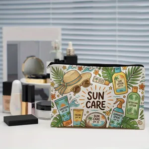 Sommer Sonnencreme Print Canvas Kulturbeutel Reise Tragbare Kosmetiktasche Make Up Organizer