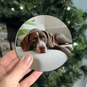 Absorbent silicone coaster detail view, cute dog pattern, anti-slip home table decor.
