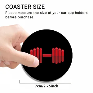 Car cup coaster with red dumbbell design, durable non-slip silicone auto beverage holder mat.