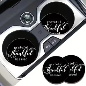 Universelle Auto Tassenuntersetzer, schwarze Silikon runde Matte mit inspirierendem Text.