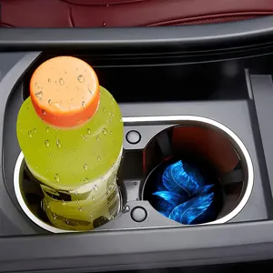 Car cup holder coaster anti-slip pad with blue feather starry print for auto interior decor