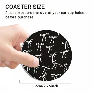 Auto Untersetzer rund schwarz weiss Schleife Muster 7cm Tassenhalter Matte Silikon