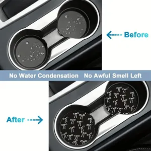 Silikon Auto Becherhalter Untersetzer Detail mit vorher nachher wasserdichtem Effekt.