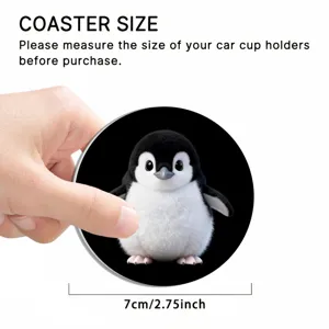 Cute penguin car cup coaster 7cm anti-slip absorbent vehicle cup holder insert mat.