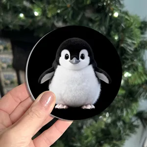 Cute 3D little penguin pattern car anti-dust cup coaster close up detail display view