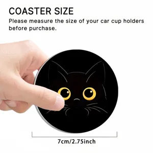 Auto Becherhalter Untersetzer mit schwarzer Katze, 7 cm rutschfester Getränke Untersetzer.