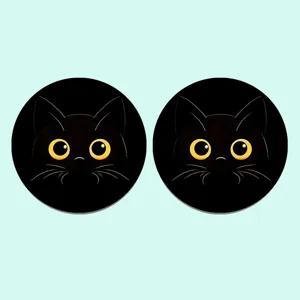 Süße schwarze Katze Auto Tassenuntersetzer Silikon Kaffeematte Hitzeschutz 2Stk