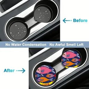 Auto Silikon Untersetzer mit buntem Fisch Muster, wasserdichte Becherhalter Matte.