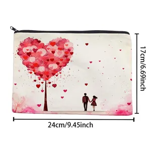 Trousse de maquillage étanche avec motif d'arbre de cœur, idéale pour voyage.