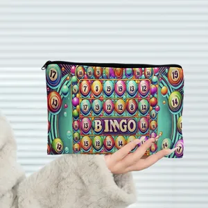 Canvas Multi-Purpose Pencil Case Makeup Bag With Zipper Ethnic Girls Scotland Landscape Bingo Pattern Portable Stationery Storage Pouch For Kids School Office