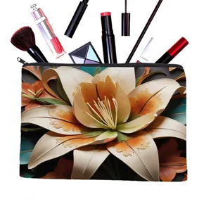 Grand sac cosmetique en polyester imprime double face pour les voyages en plein air et stockage.