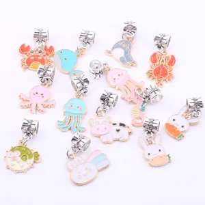 DIY alloy enamel ocean animal charms set, cute marine life pendants for jewelry making.
