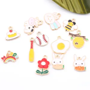 Zinklegierung Emailliert Süß Cartoon Tier Pflanze DIY Schmuck Charms Anhänger Für Halskette Ohrringe Herstellung