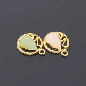 Vintage alloy gold plated imitation jade gourd pendant DIY bracelet necklace jewelry accessories