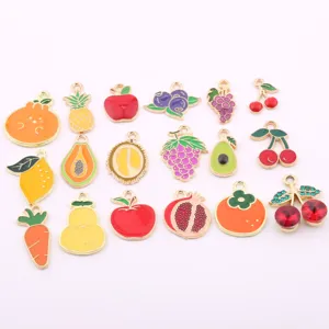 Colorful enamel fruit charms for DIY jewelry making, necklace bracelet accessories set.