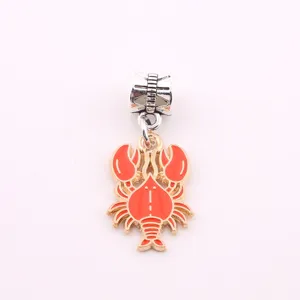 DIY ocean crab alloy charm, red enamel pendant for bracelet necklace jewelry making accessories.