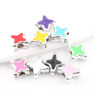CCB 4-Spitzen Stern Großlochperlen 10mm UV beschichtet Abstandshalter für DIY Schmuck