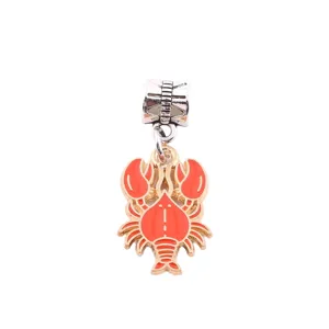 Red Crab Alloy Charm DIY Ocean Marine Life Pendant for Pandora Style Bracelet Jewelry Making