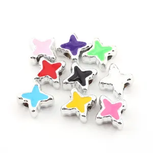 Bunte sternförmige CCB Großlochperlen, 10mm DIY Schmuckherstellung lose Perlen für Armbänder.