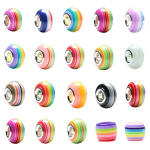 Abalorios de agujero grande rayados coloridos UV luminosos accesorios pulsera bricolaje
