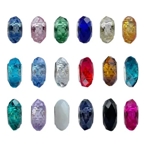 Faceted crystal glass charm beads DIY bracelet spacer accessories wholesale for jewelry making