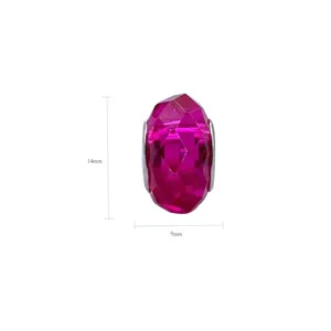 Faceted crystal bead charm for DIY bracelets, bright pink color, shiny jewelry accessory.