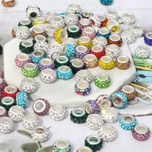 Cuentas de agujero grande de diamantes de imitación coloridos accesorios de pulsera DIY