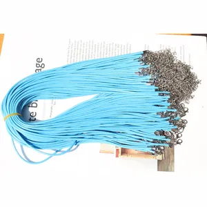 Blue waxed cord necklace diy handmade jewelry making supplies with lobster clasp set