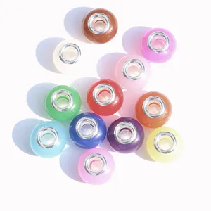 Perline con foro grande colorate per braccialetti charm fai da te, perline UV luminose.