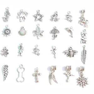 Set di ciondoli perline in lega argentata DIY accessori braccialetto stile Pandora