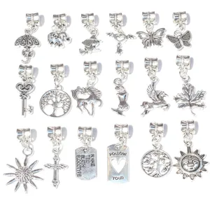 Set di ciondoli in lega di metallo DIY perline con foro grande europeo per collana di gioielli.