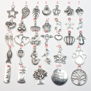 Vintage Alloy DIY Jewelry Making Accessories Crown Heart Star Mermaid Pendant Charms For Earrings Bracelet Craft Making